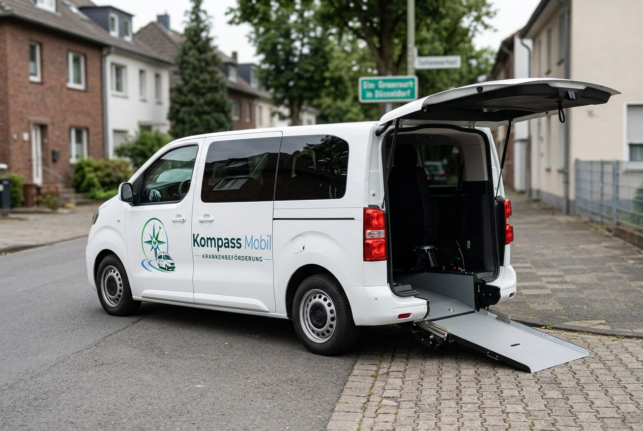 Weißer Toyota ProAce von Kompass Mobil für individuelle Krankenfahrten
